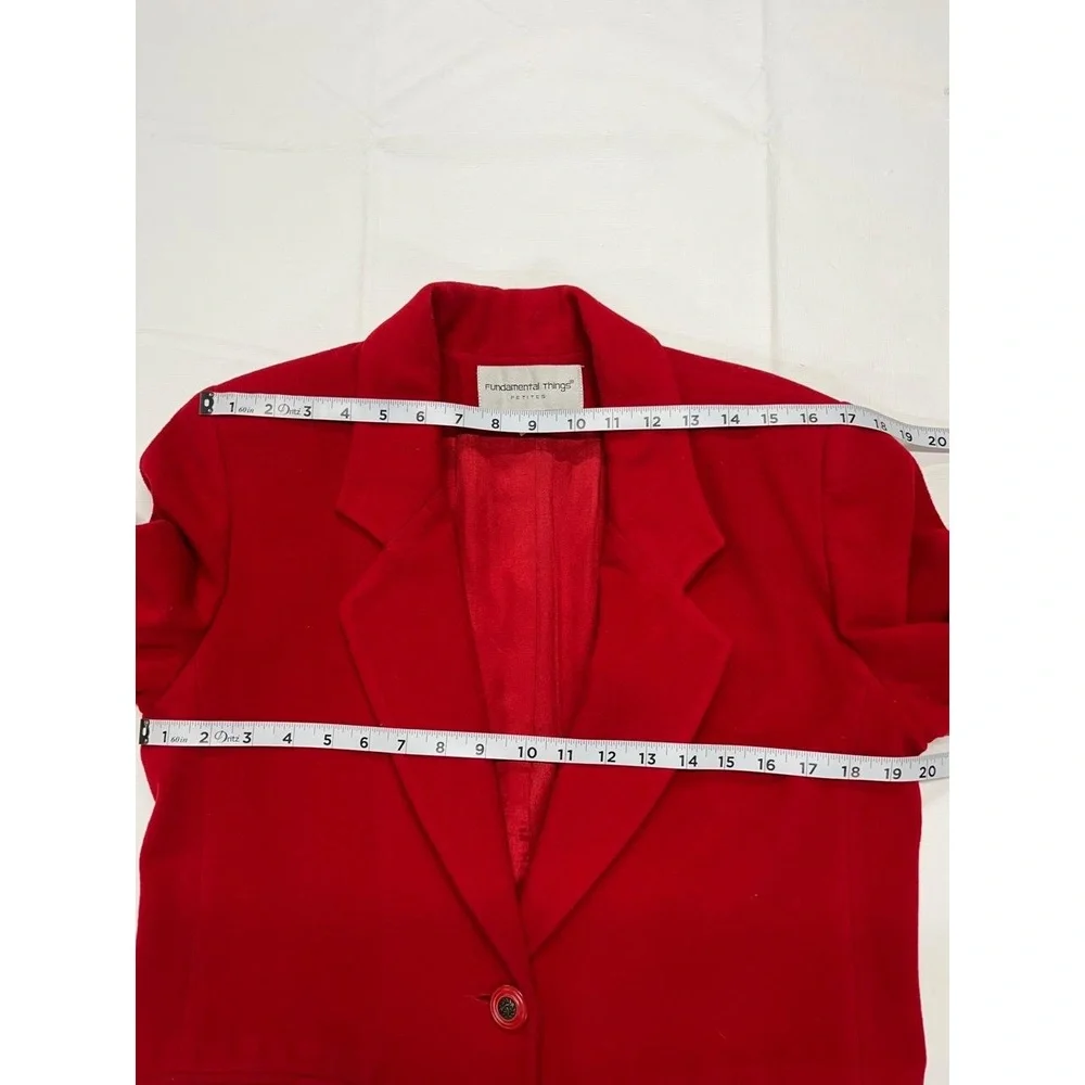 Vintage Fundamental‎ Things Petite Women's Red 80s Wool 1 Button Blazer Size 4 - Picture 7 of 10